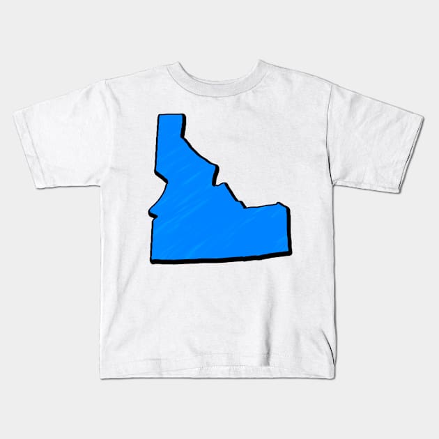 Bright Blue Idaho Outline Kids T-Shirt by Mookle
